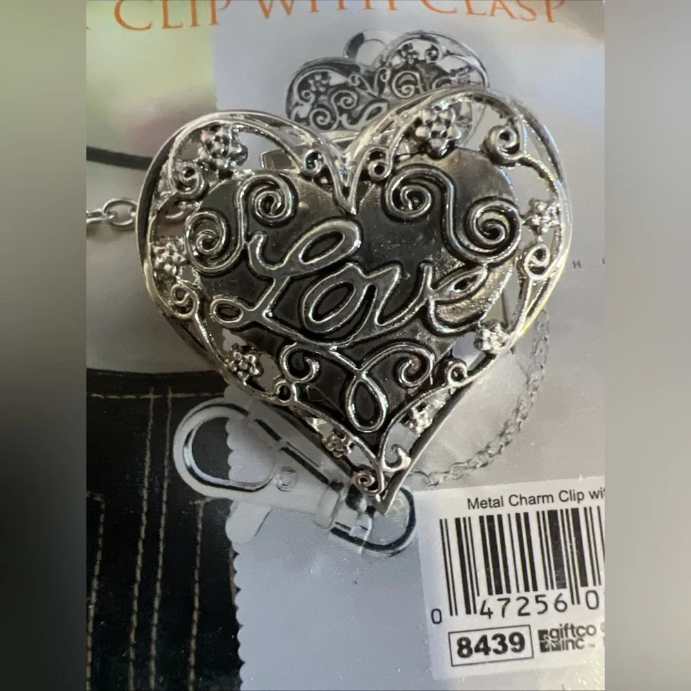FROM HEART Metal Charm Clip on with Clasp 1.5" Love Romance Valentines - Picture 3 of 8